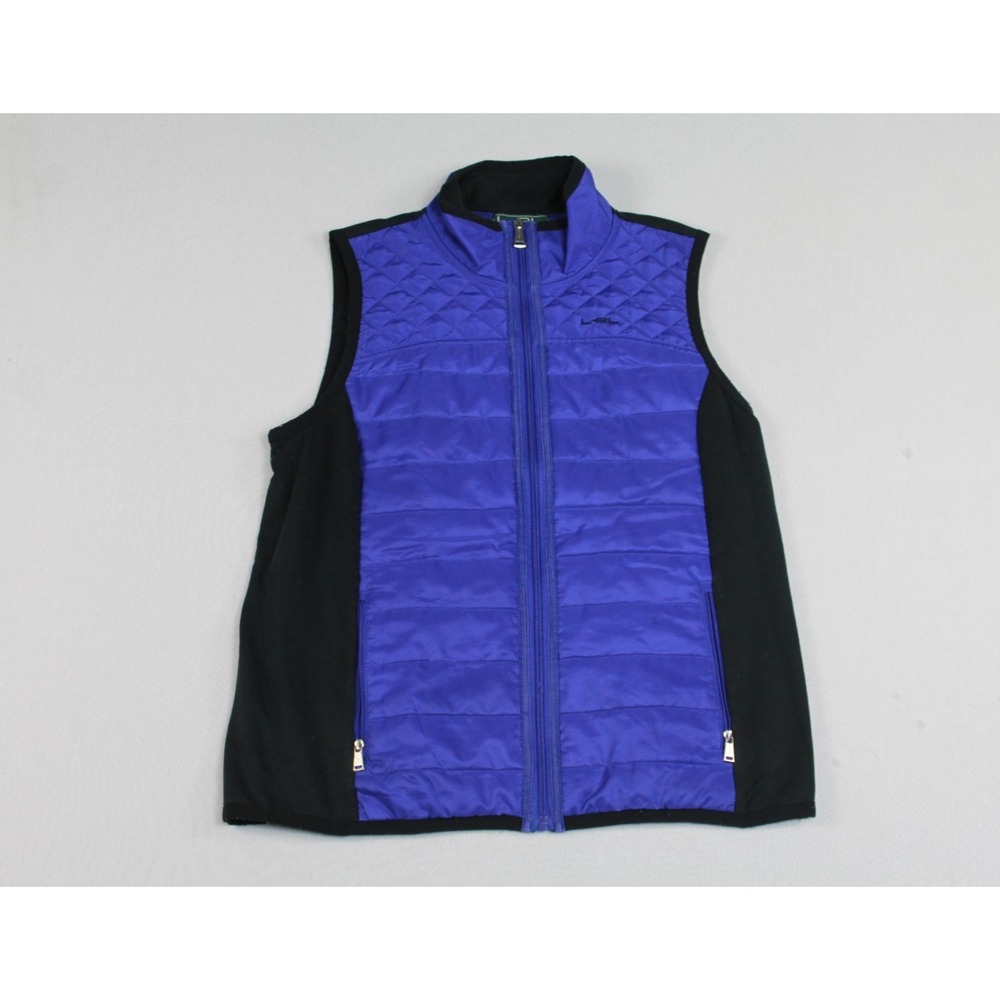 Ralph Lauren L-RL Puffer Vest Women Large Blue Excellent Quilted Mock Neck